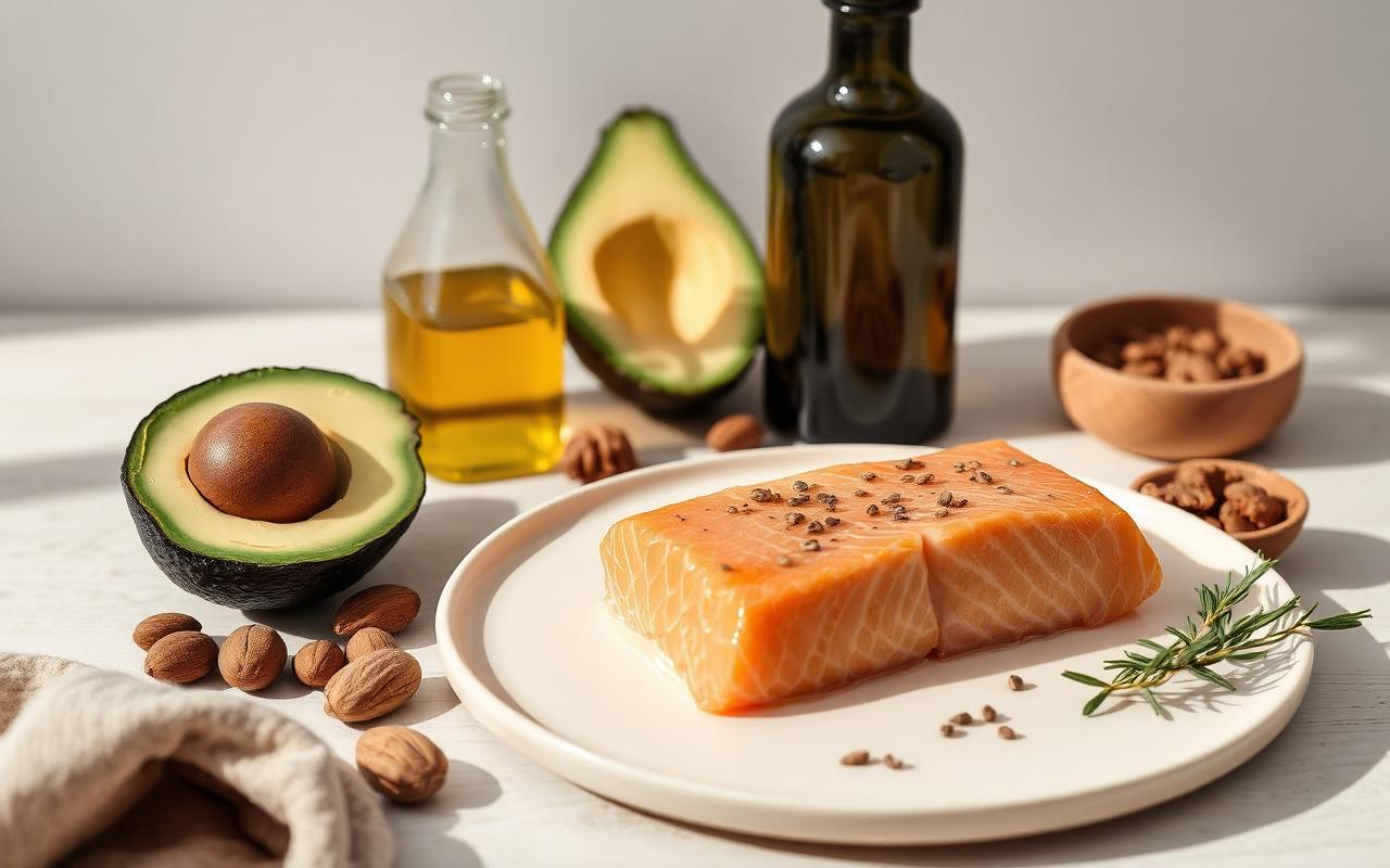 Avokado, olivenolje, laks og nøtter som eksempler på sunne fettkilder
