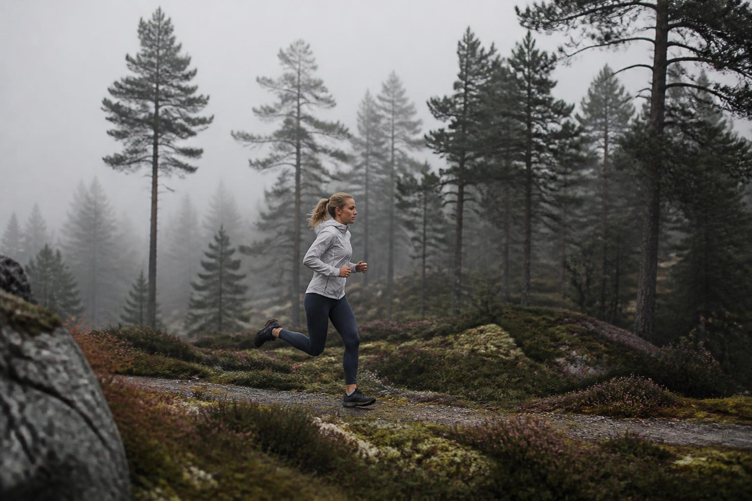 Person som sykler utendørs i naturen