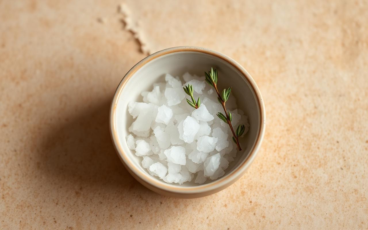 Saltkar og krydder ved siden av ferske ingredienser som alternativ til salt