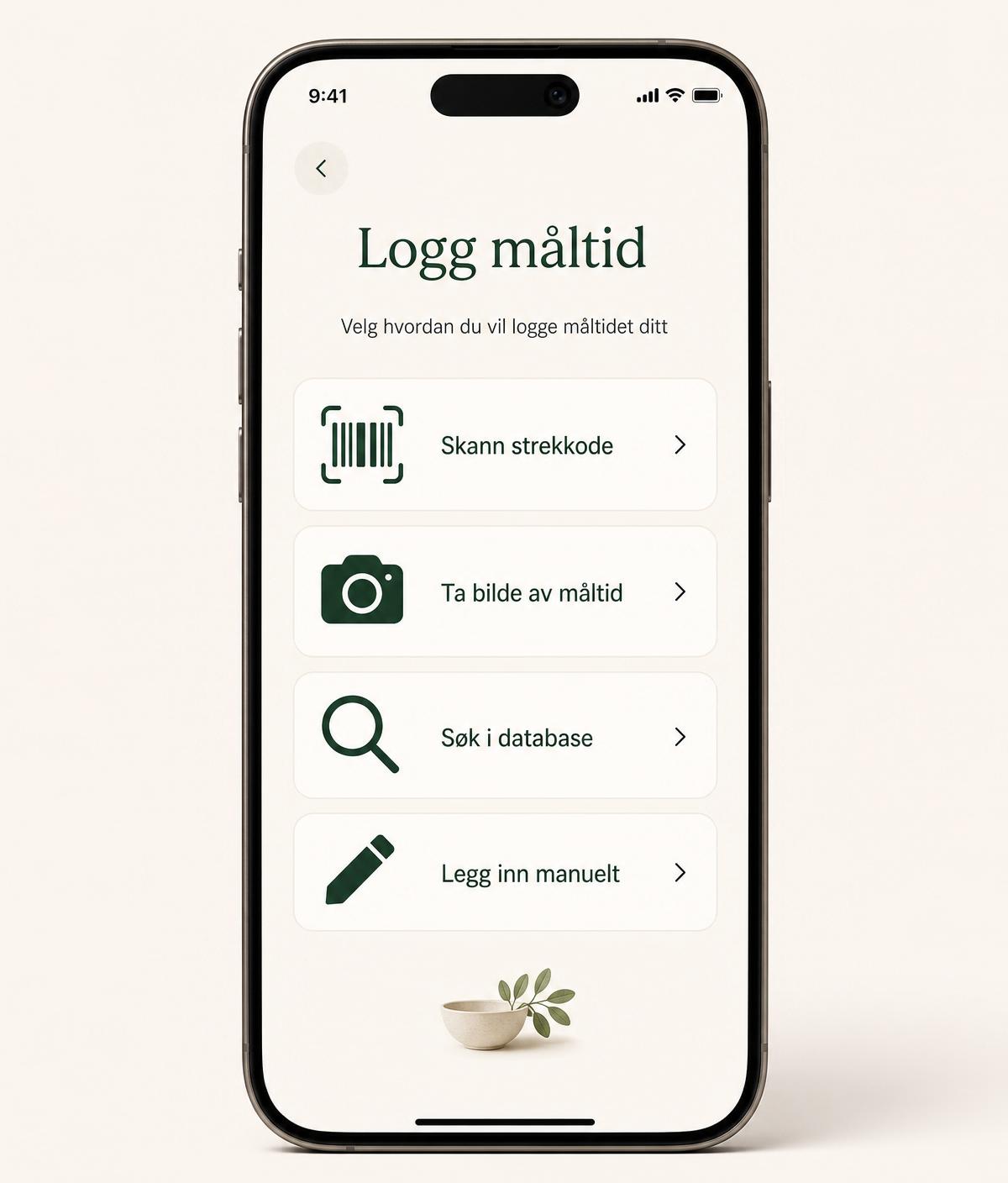 Skjermbilde av loggmenyen